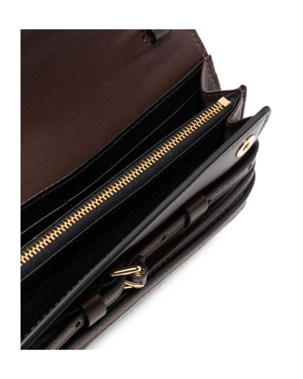 Moschino Brown Buckle-Detail Chain-Strap Wallet
