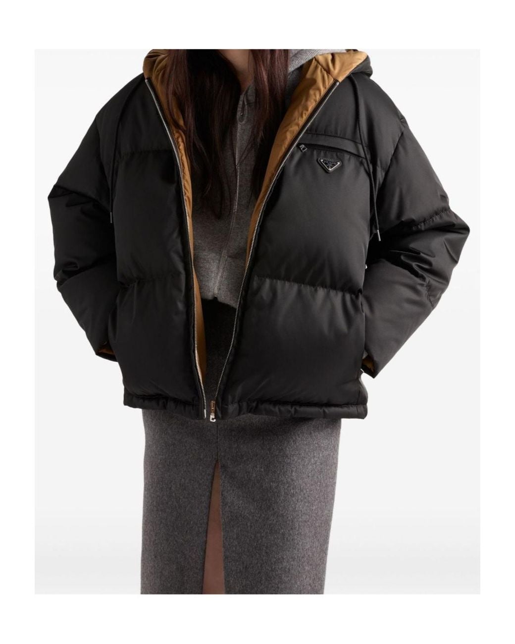 Prada Blue Zip-Up Hooded Puffer Jacket