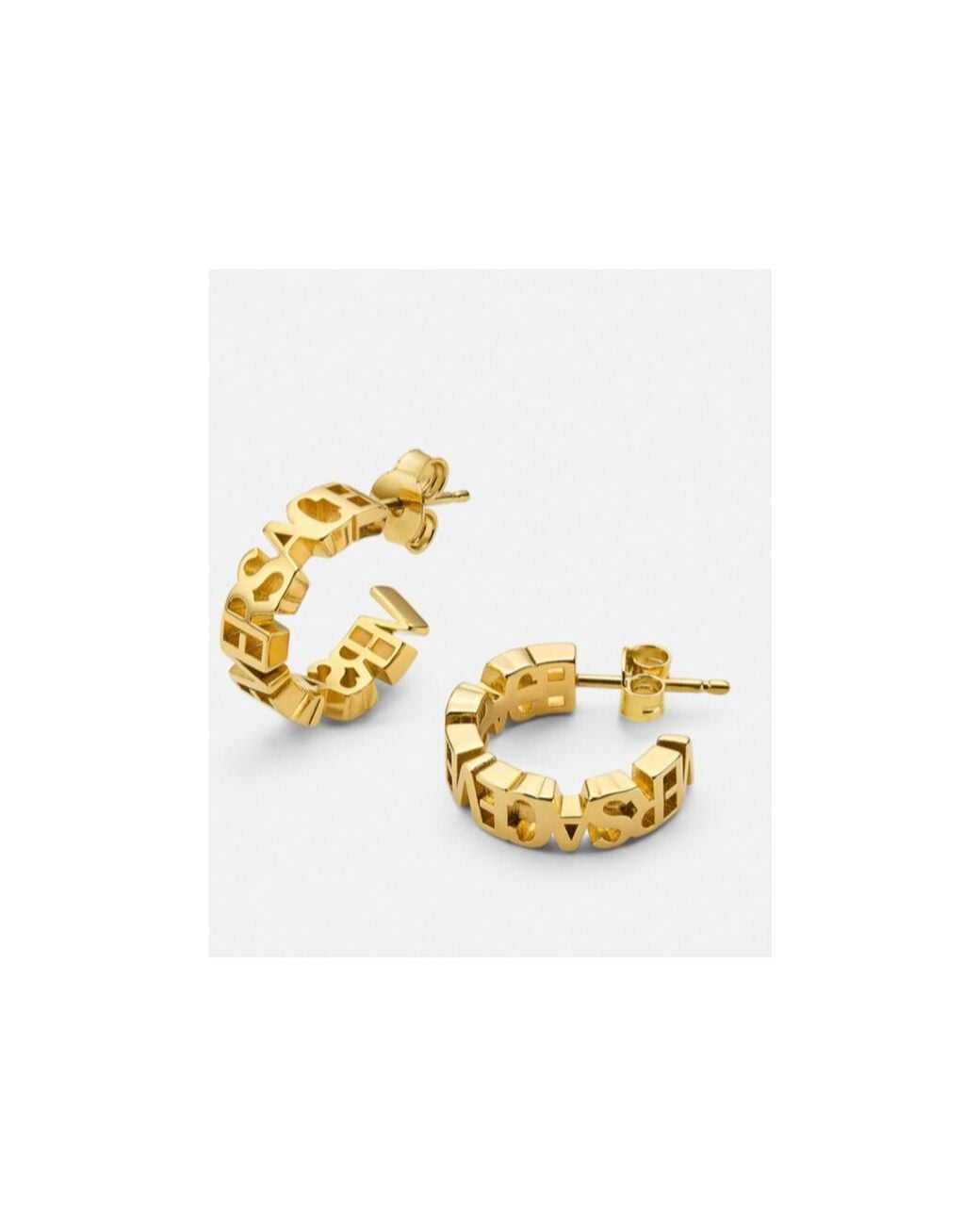 Versace Metallic Logo Lettering Earrings for men