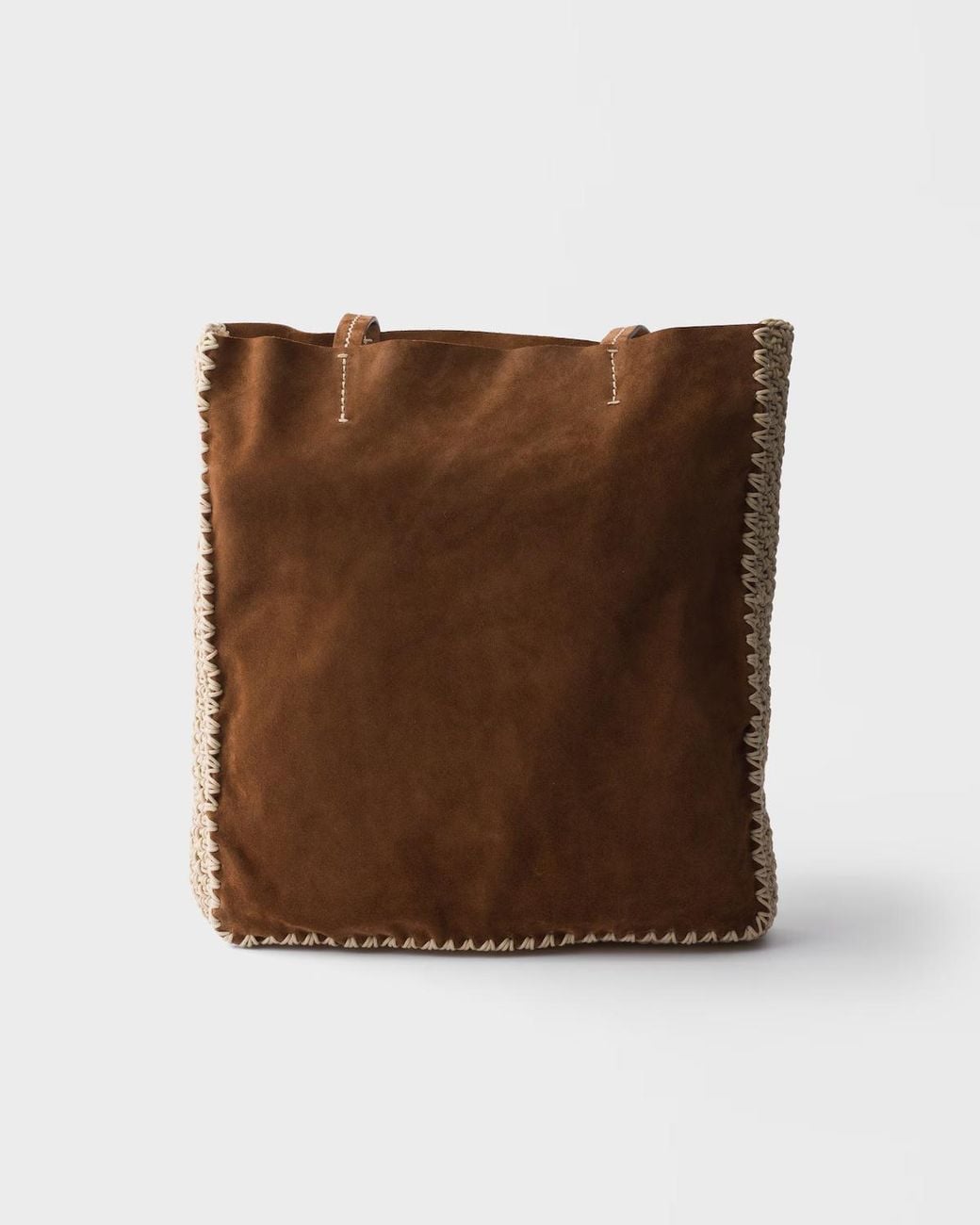 Prada Brown Large Suede And Crochet Tote Bag