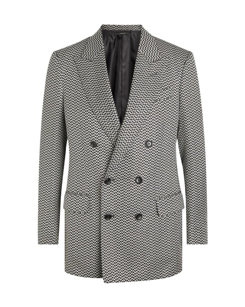 Tom Ford Gray Houndstooth Double-Breasted Blazer for men