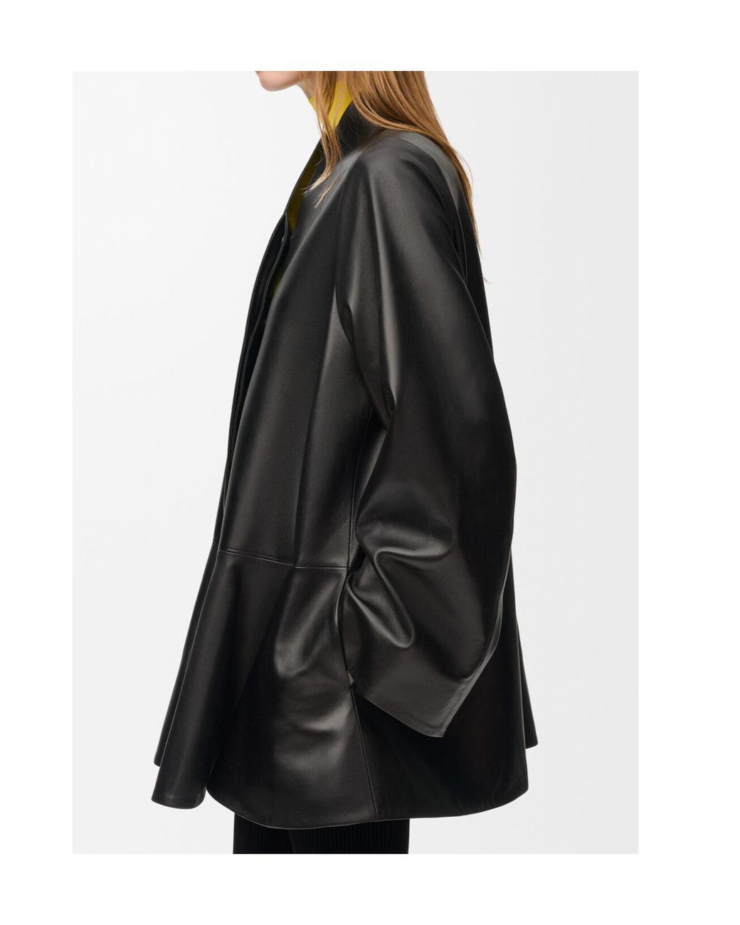 Loewe Black Peplum Leather Coat