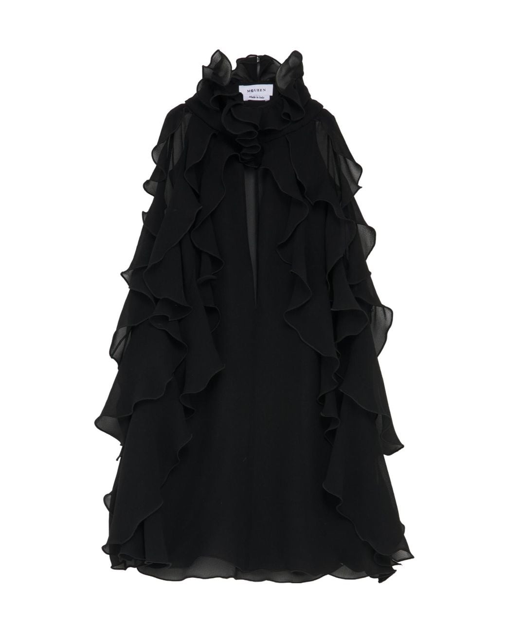McQueen Black Silk Ruffled Top