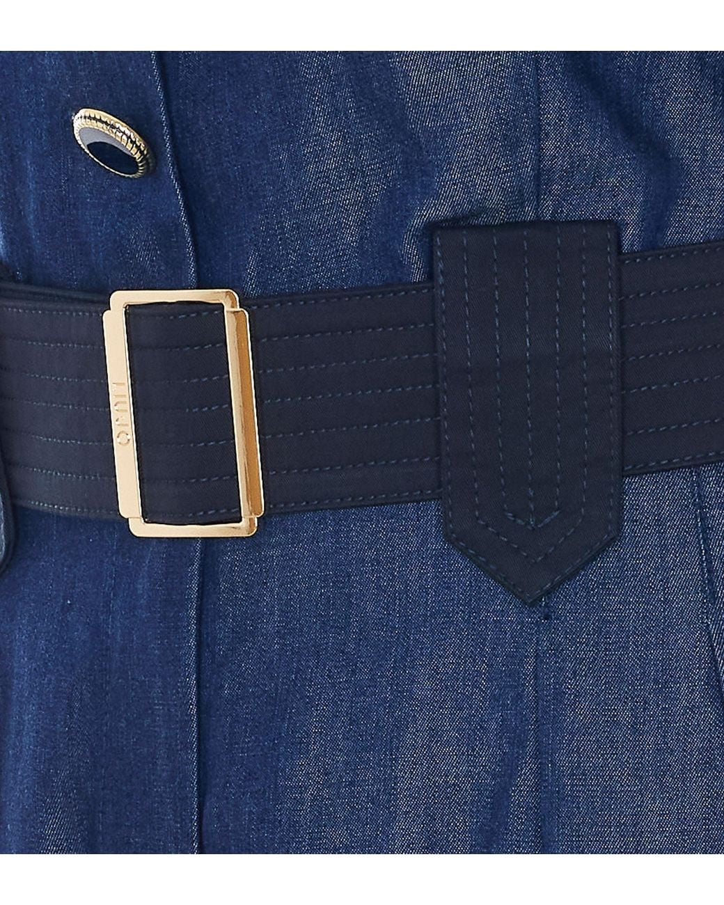 Liu Jo Blue Belted Shirt Jumpsuit