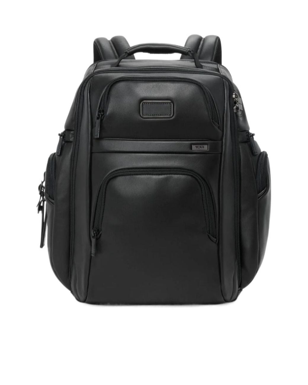 Tumi Black Leather Laptop Backpack for men
