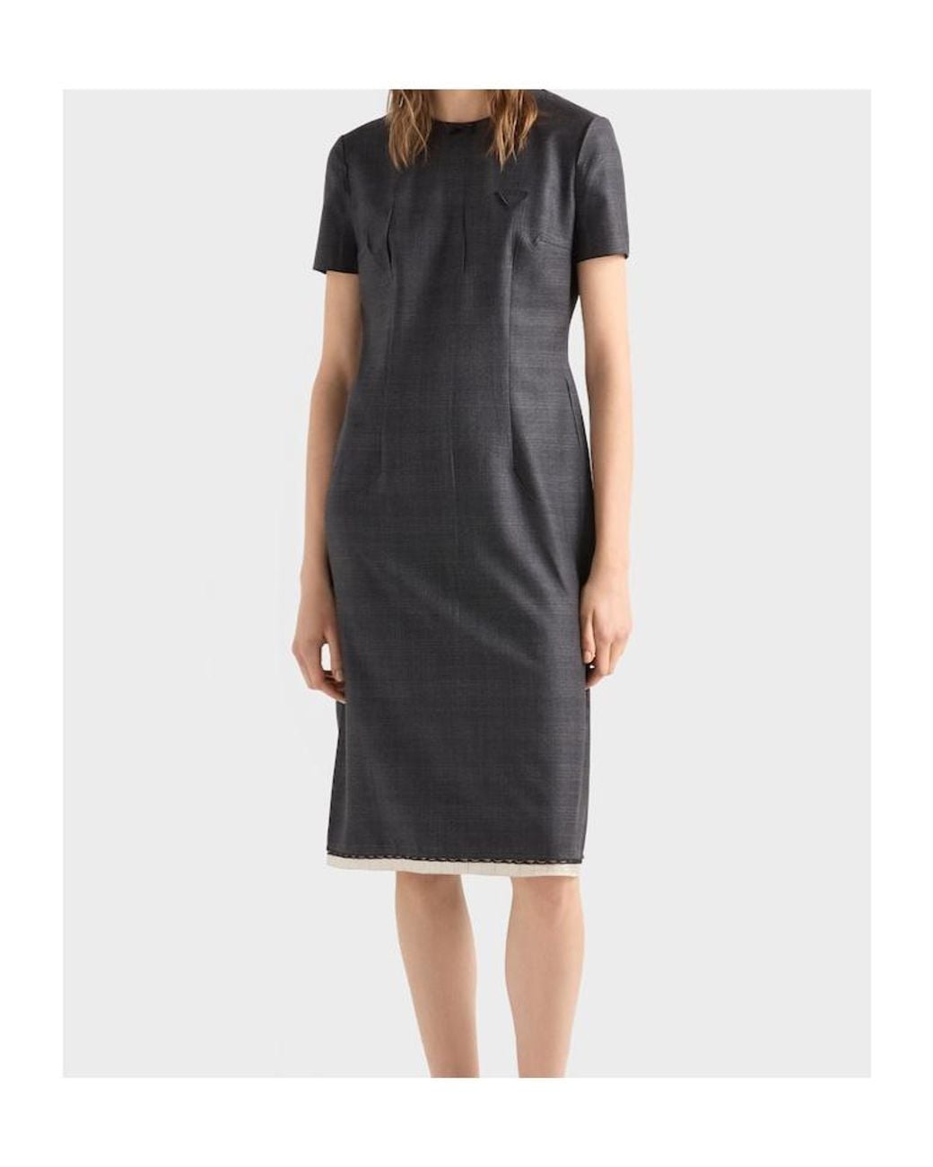Prada Black Checked Wool Dress
