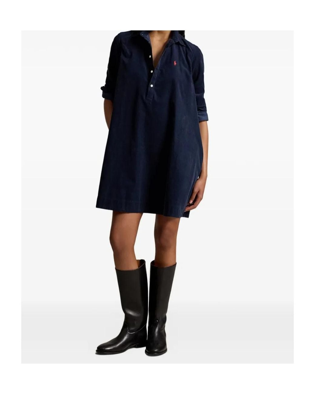Polo Ralph Lauren Black Corduroy A-Line Shirt Dress