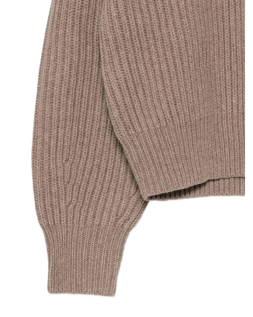 Soeur Brown Half-Turtleneck Ribbed Sweater