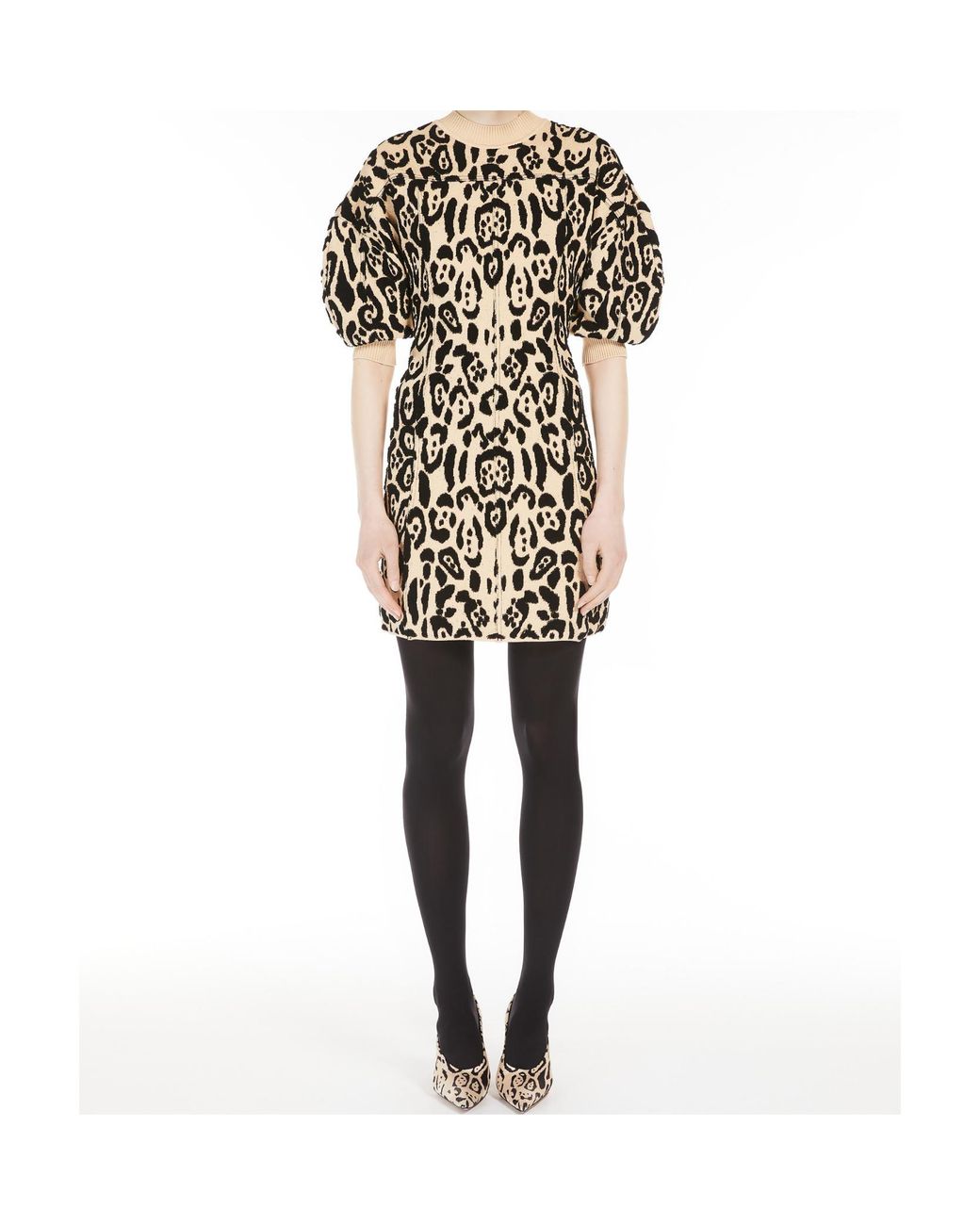 Sportmax Black Animal-Print Terry Dress