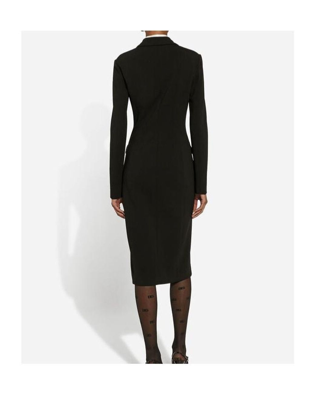 Dolce & Gabbana Black Logo-Button Single-Breasted Coat