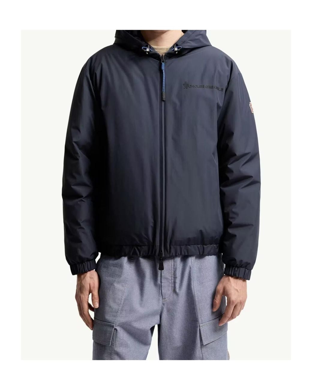 Moncler Blue Grenoble Logo Patch Reversible Jacket for men