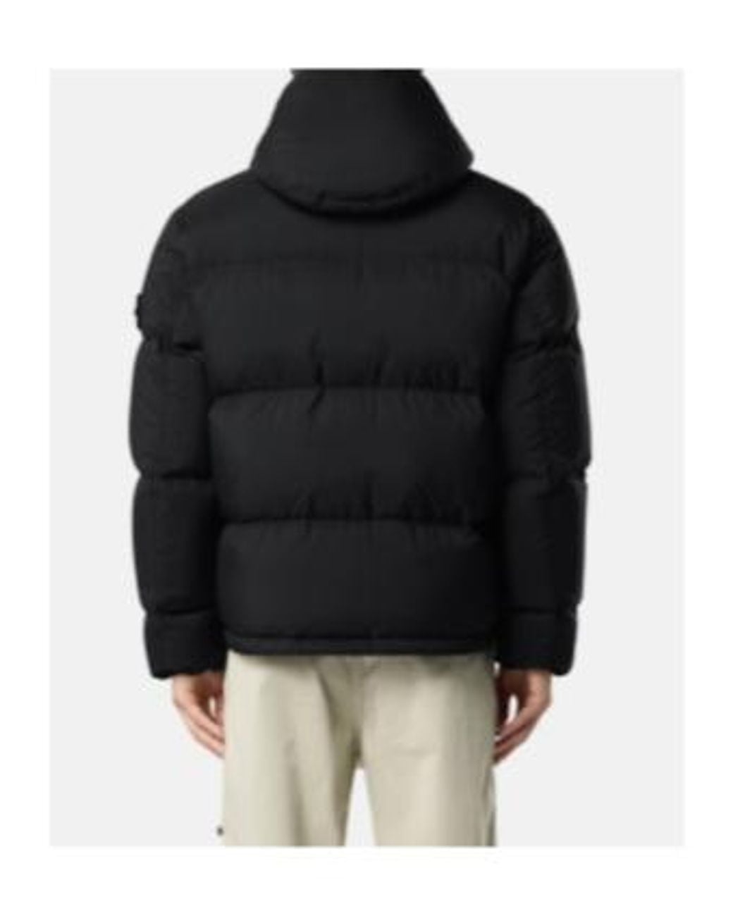 Stone Island Black Hooded Puffer Down Jacket for men