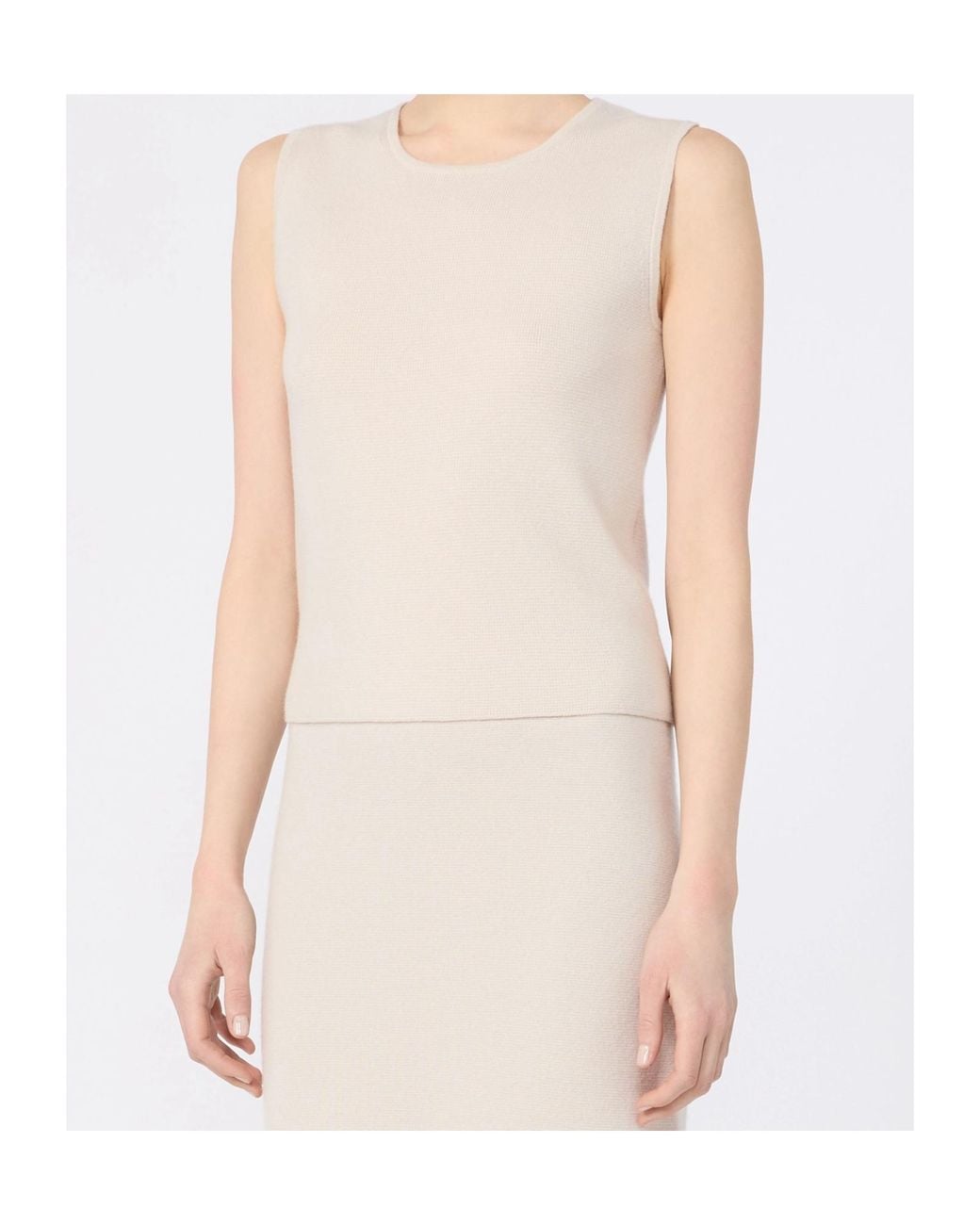 Max Mara White Sleeveless Wool And Cashmere Sweater