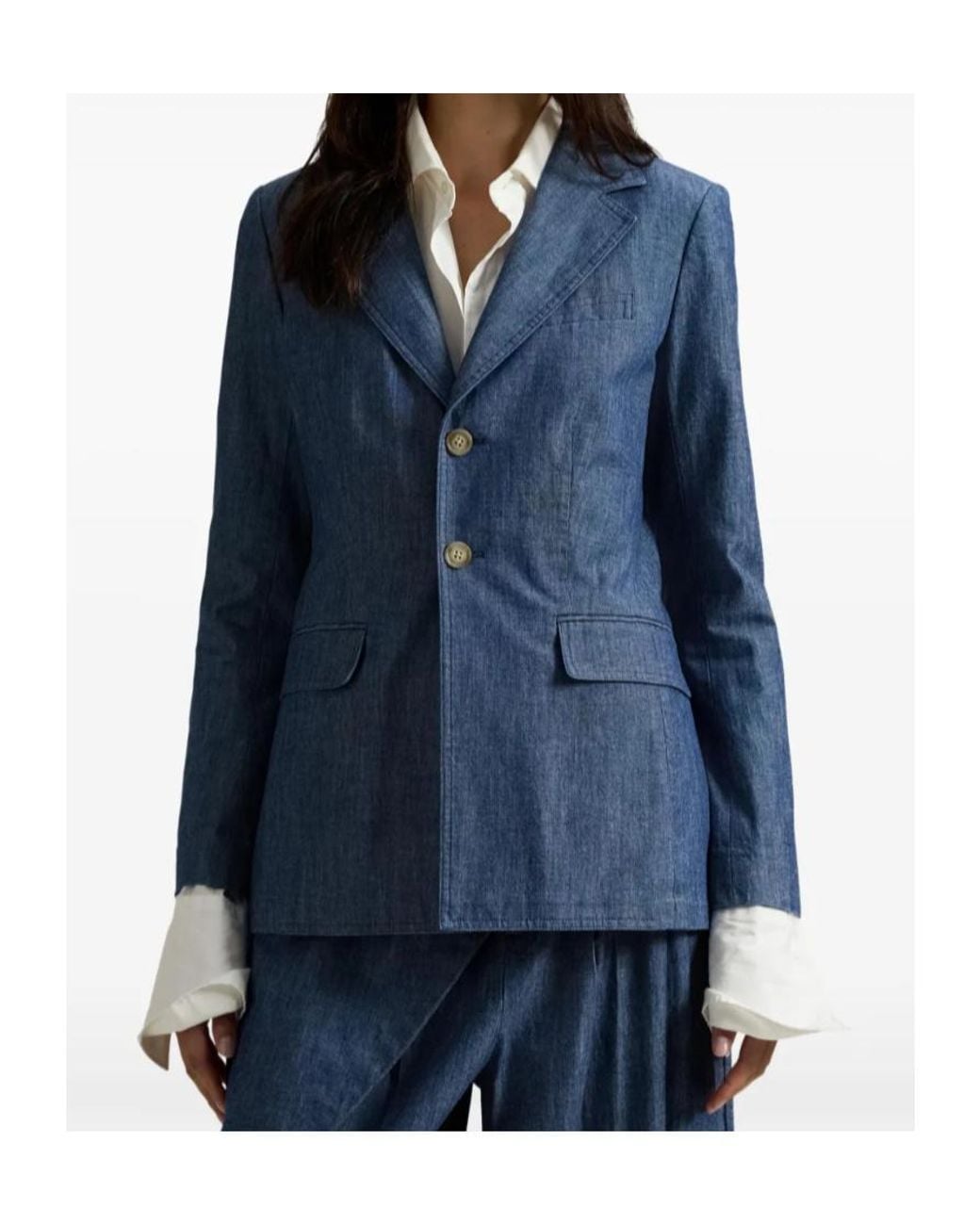 Polo Ralph Lauren Blue Single-Breasted Chambray Blazer