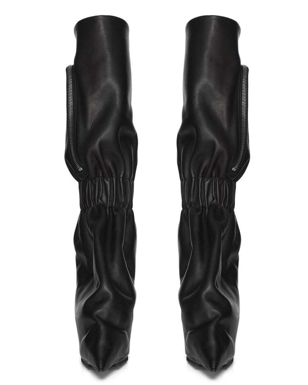 Rick Owens Black Heeled Platform Boots