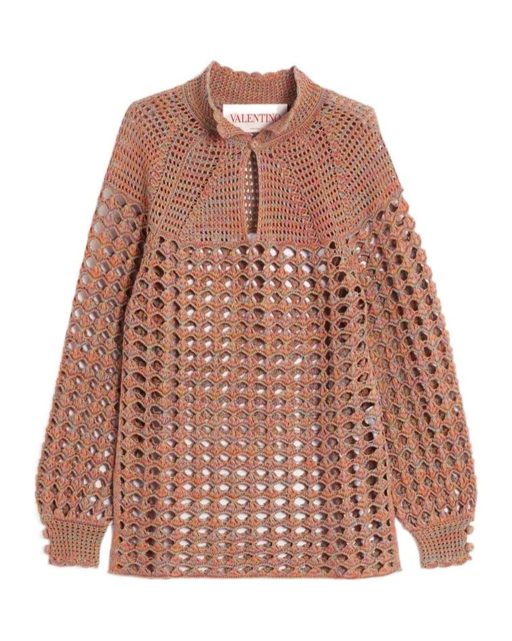 Valentino Brown Crochet High Neck Jumper for men