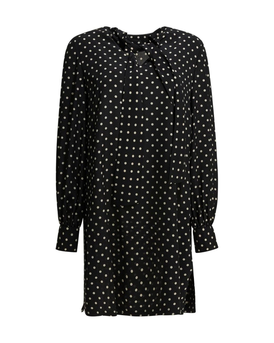 Valentino Black Polka Dot Printed Long-Sleeved Dress