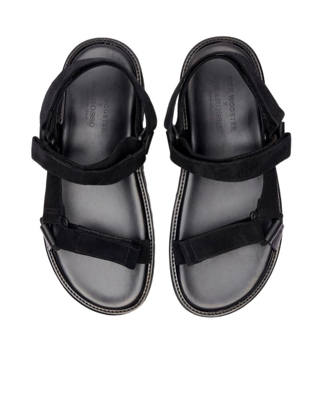 Scarosso Black Round-Toe Sandals for men