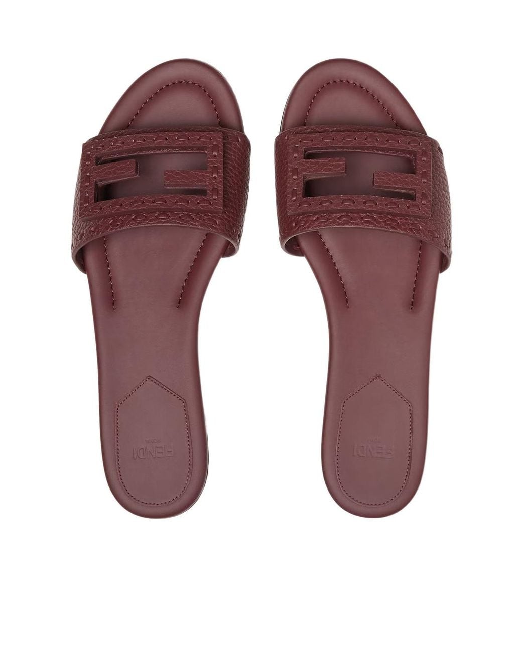 Fendi Brown Baguette Ff Slip-On Slides