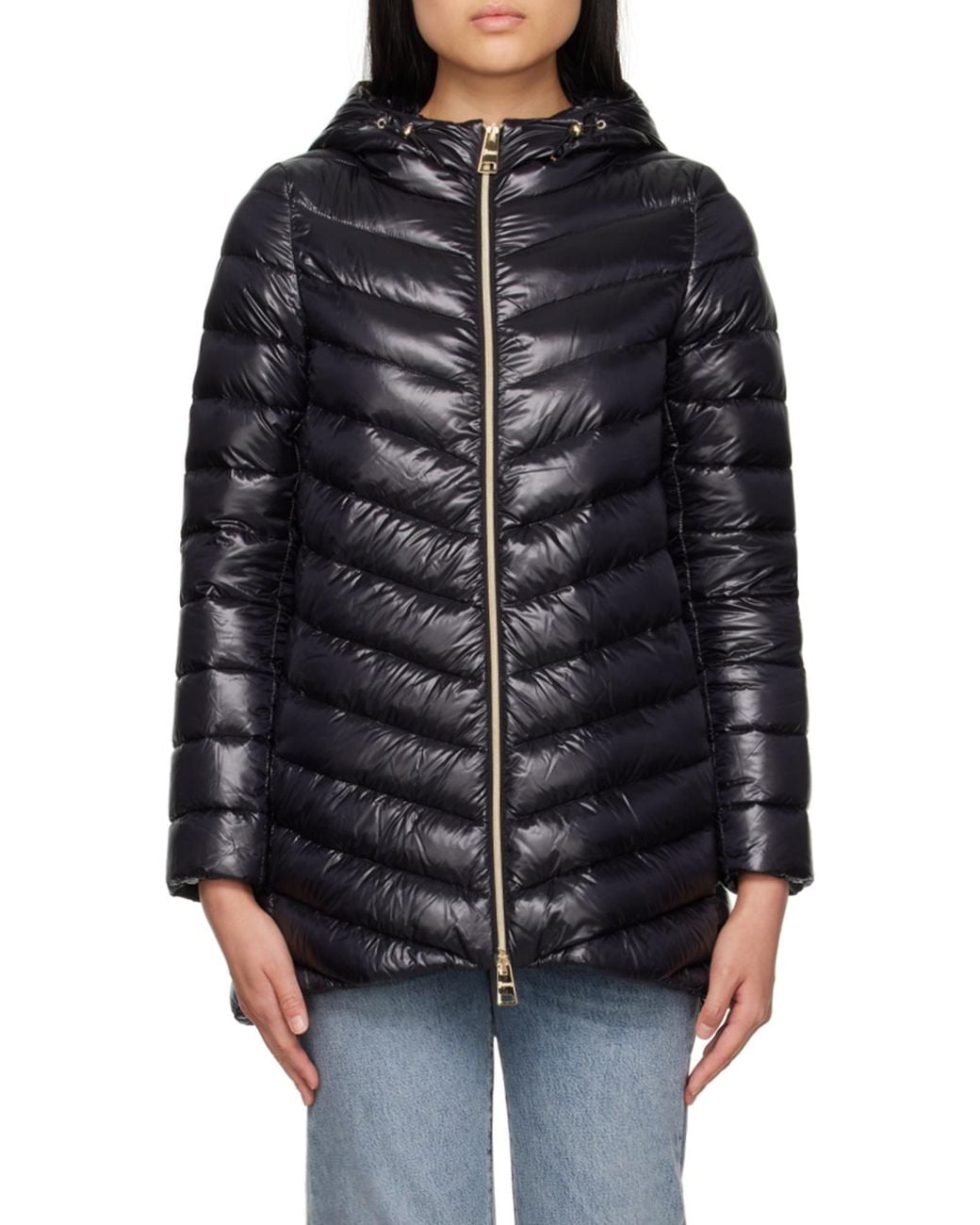 Herno Black Quilted Hooded Drawstring Puffer Jacket