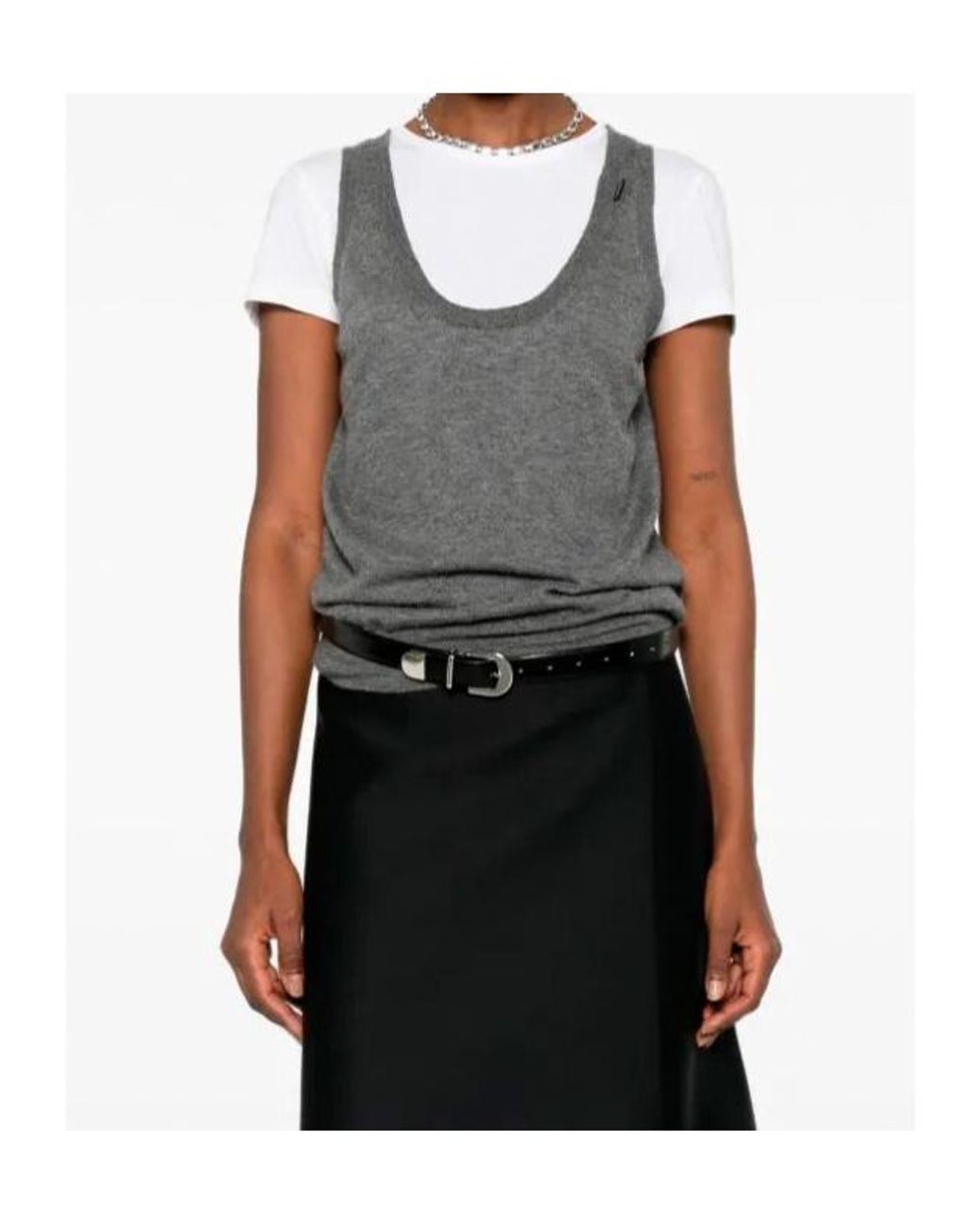 Prada Gray Ribbed Knitted Tank Top
