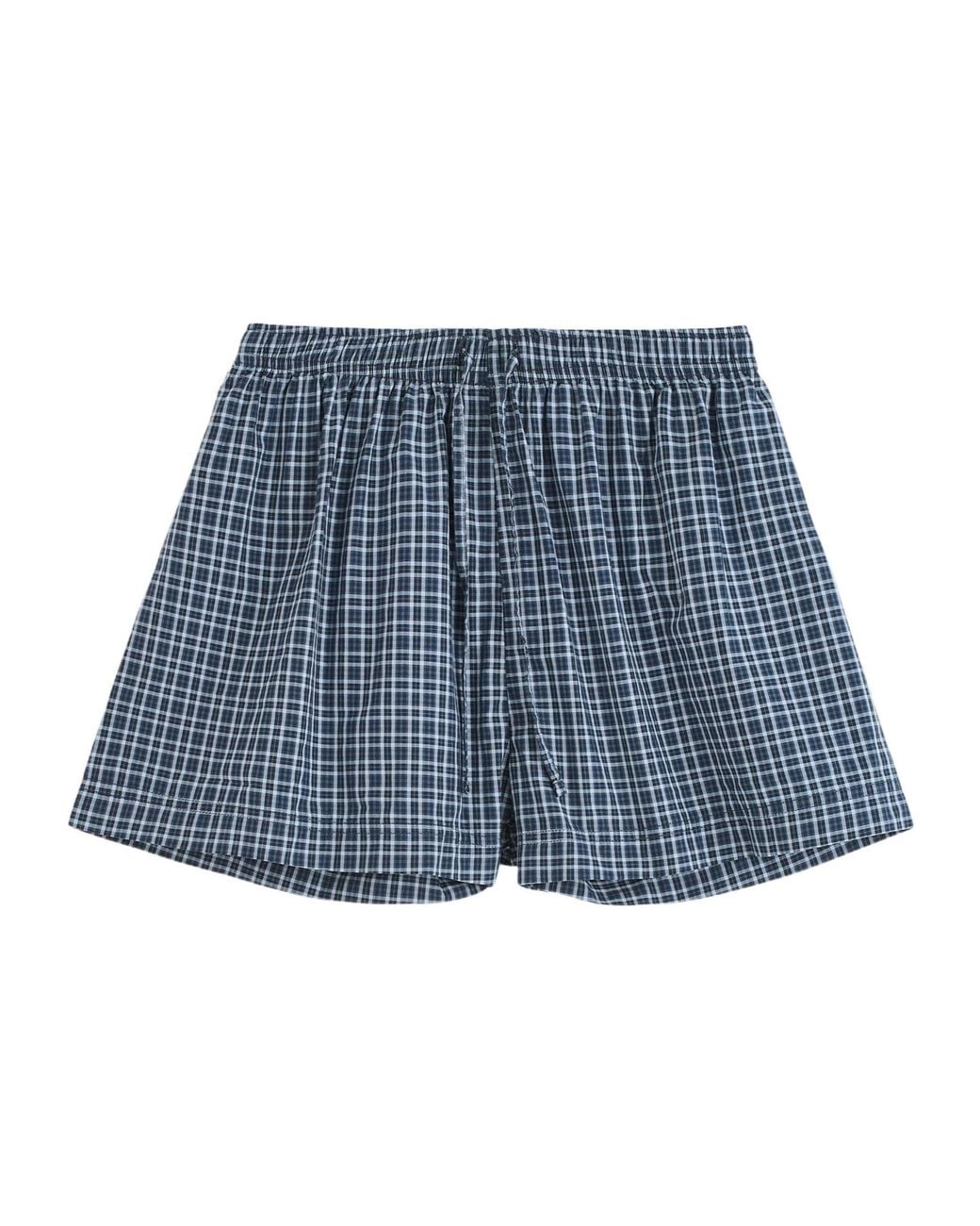 Tekla Blue Plaid Pajama Pants