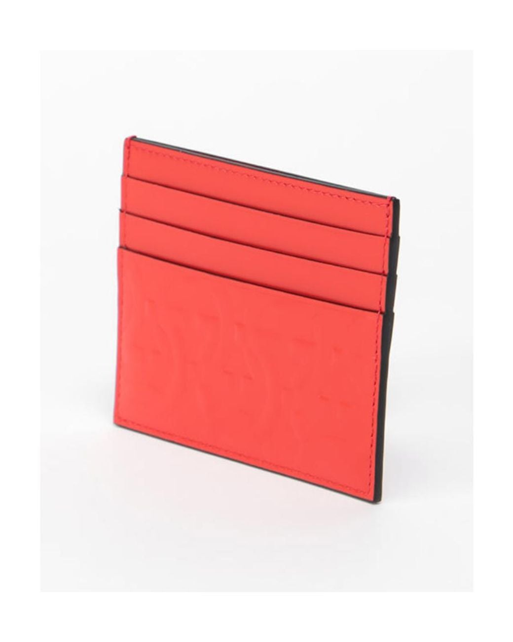Ferragamo Red Logo-Embossed Leather Cardholder for men