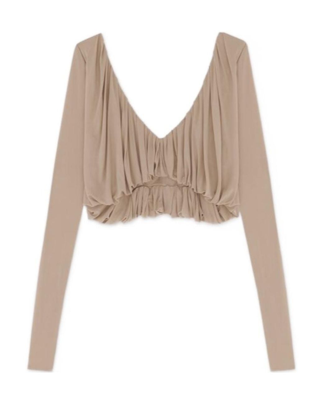 Saint Laurent White V-Neck Cropped Top