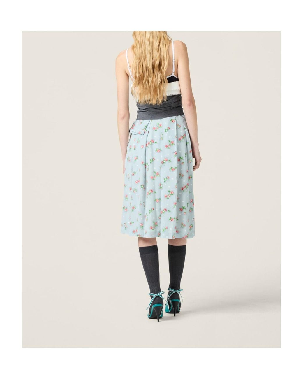 Miu Miu Blue Printed Marocain Dress
