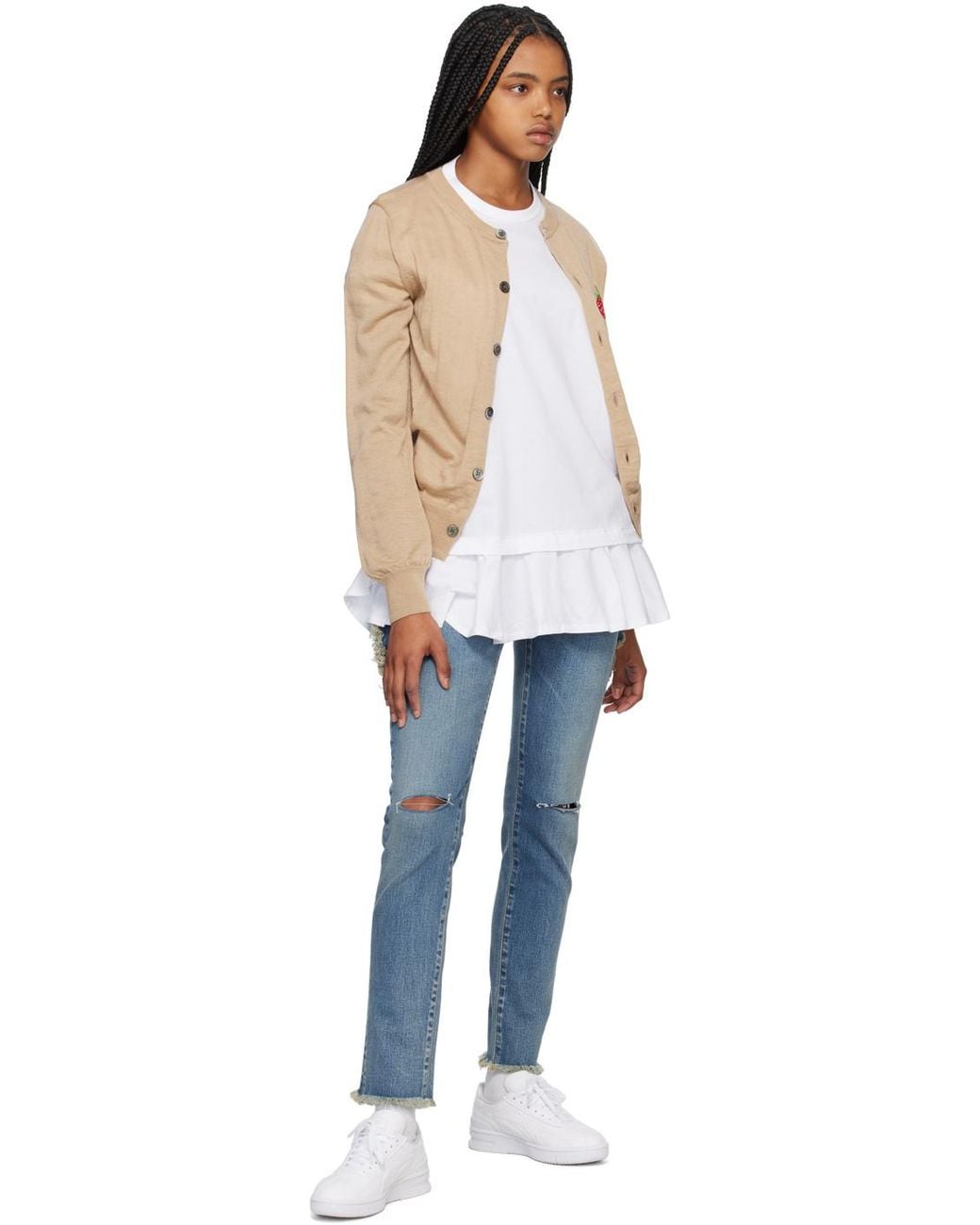 Comme des Garçons White Round-Toe Low-Top Casual Sneakers