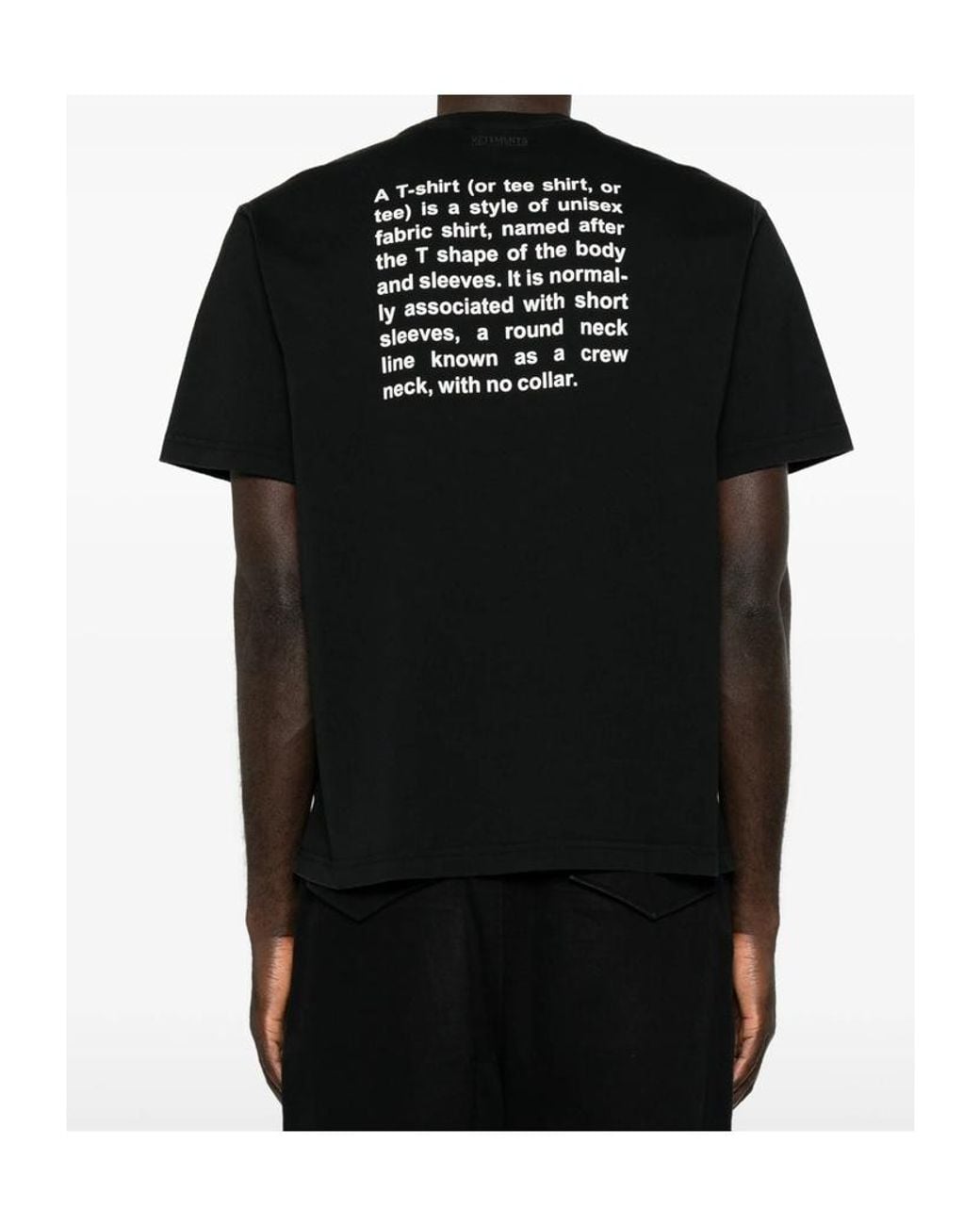 Vetements Black Short-Sleeved Crewneck T-Shirt for men