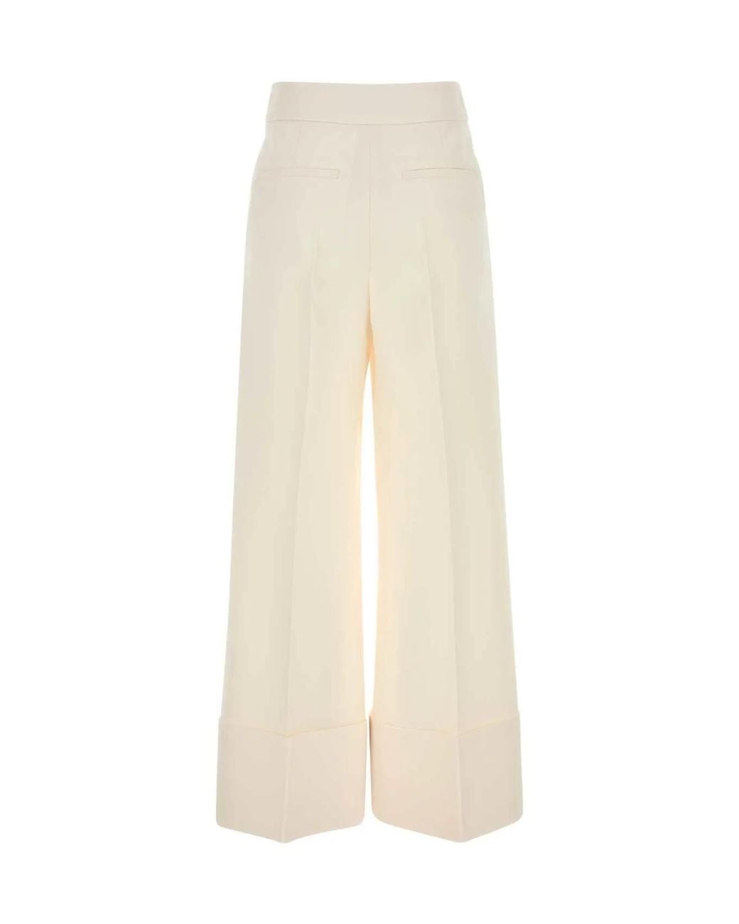Valentino White Pleat Detailed Wide-Leg Pants