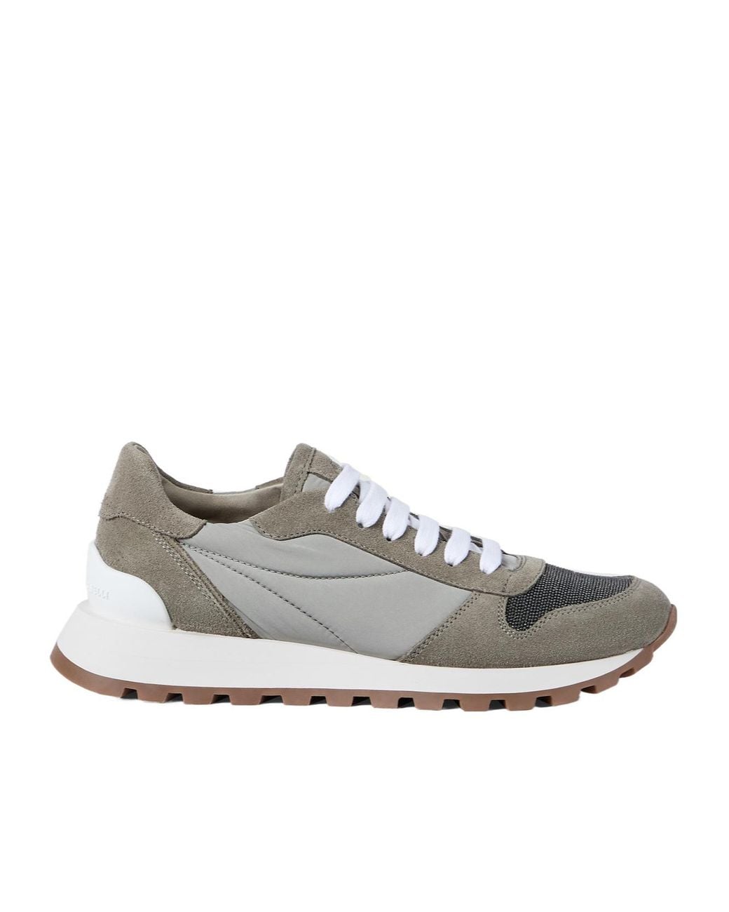 Brunello Cucinelli White Techno-Suede Runner Sneakers