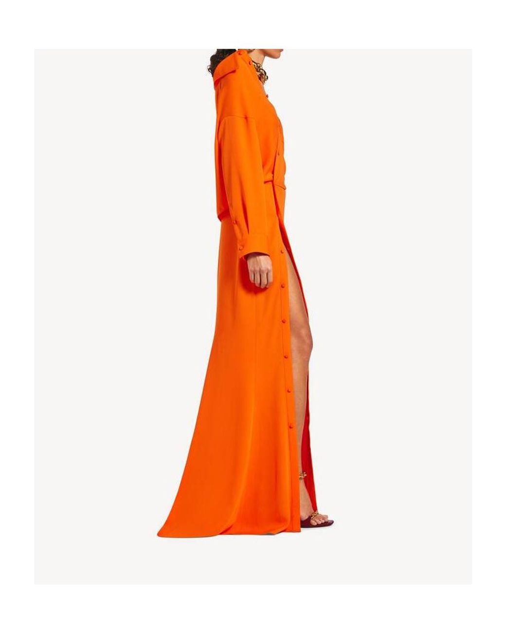 Balenciaga Orange Off-Shoulder Maxi Dress