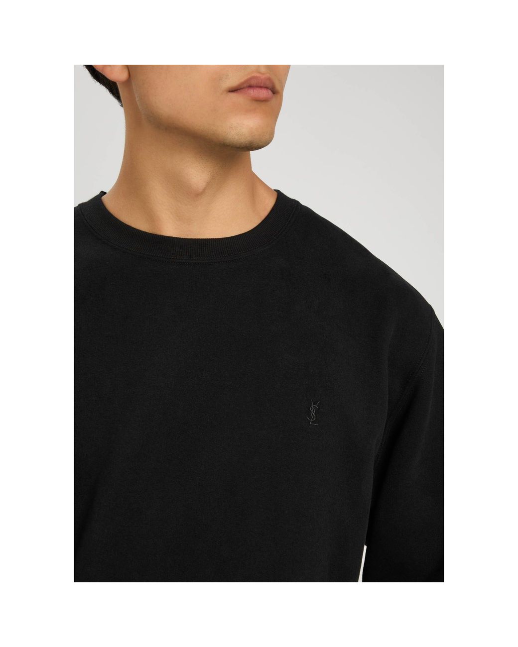 Saint Laurent Black Round-Neck Long-Sleeve Sweatshirt for men