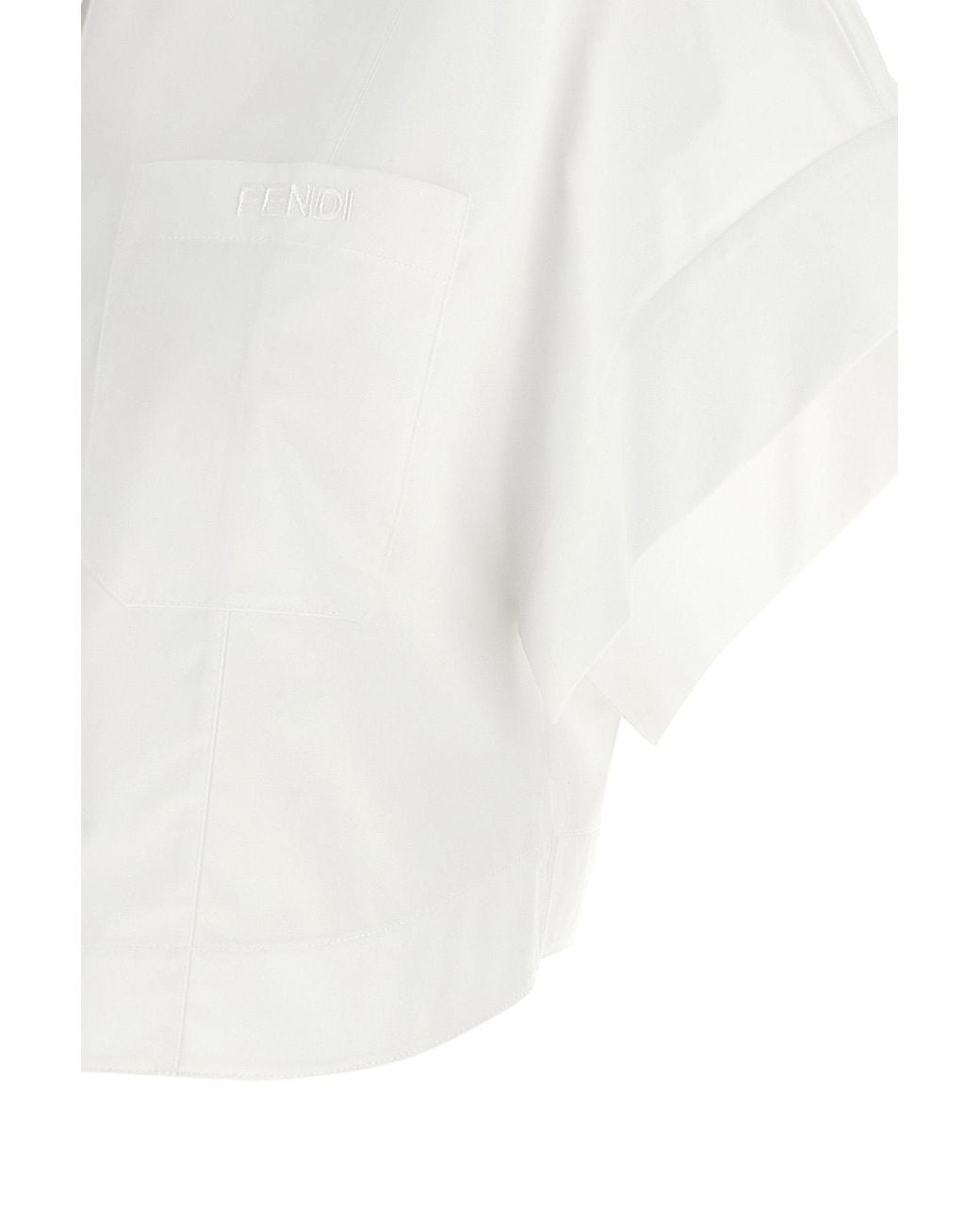 Fendi White Cocoon Sleeves Cropped Shirt