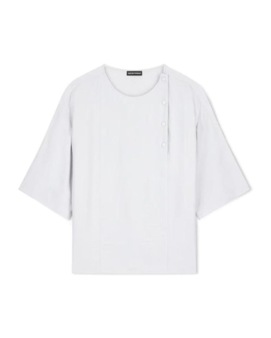 Emporio Armani White Textured Fabric Blouse With Bark Effect Signature Capsule