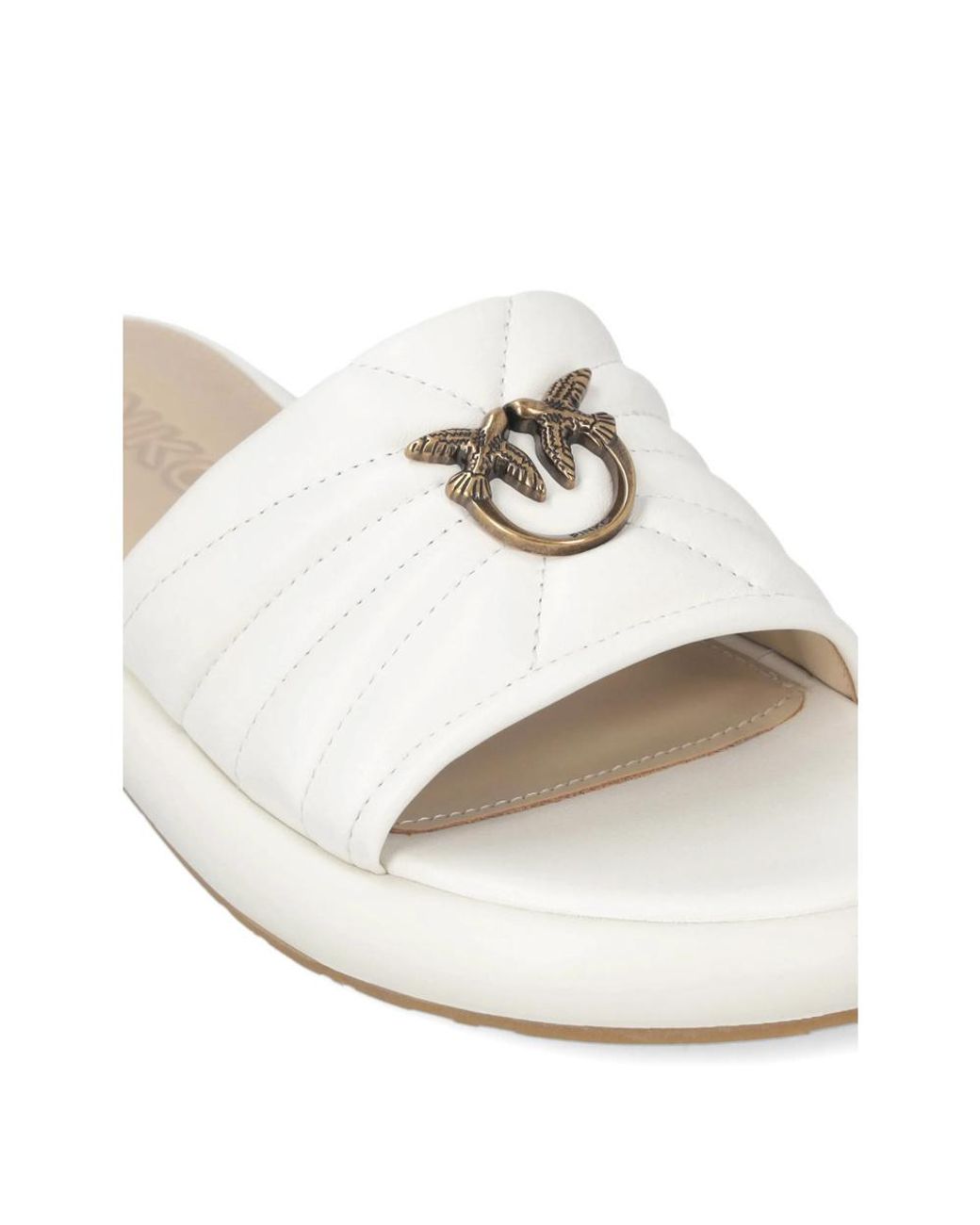 Pinko White Fiona 03 Logo Appliqué Slippers