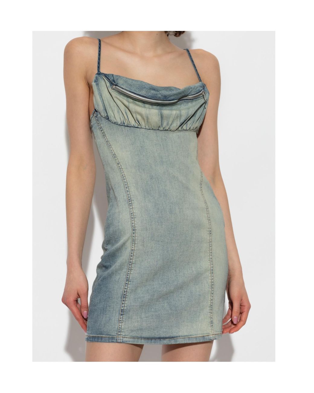 DIESEL Green De-Ellit- Zip-Detailed Denim Dress