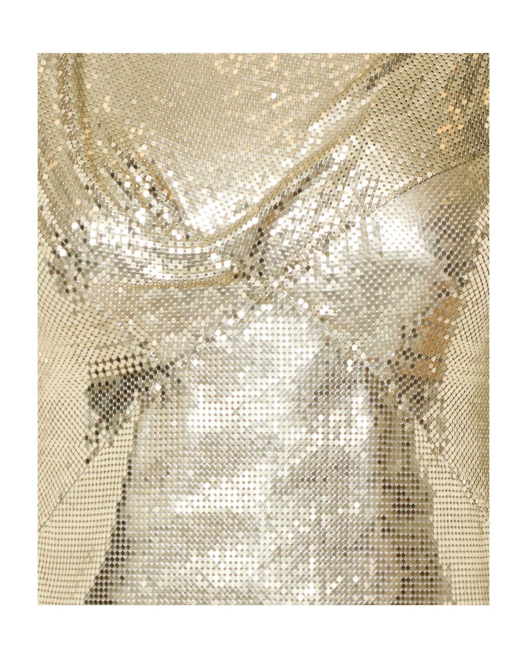 Rabanne Natural Rabanne Draped Metal Knitted Top