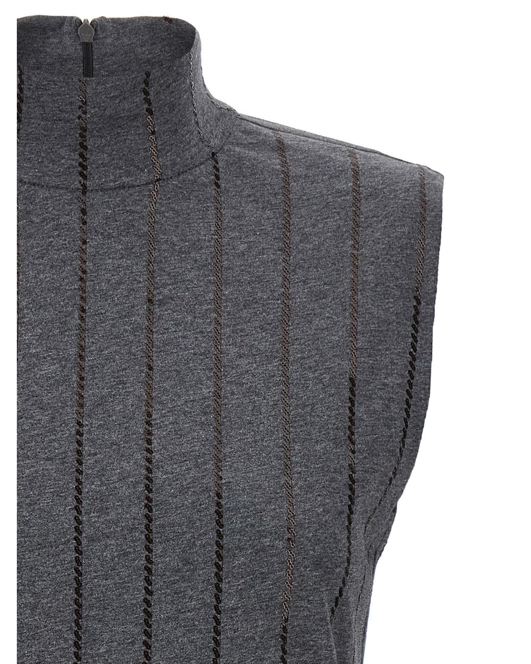 Brunello Cucinelli Gray Micro Sequin Top