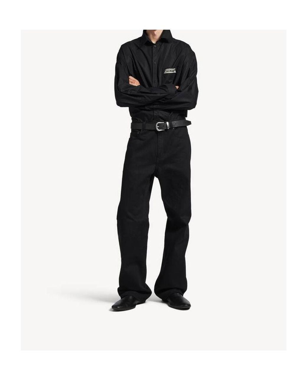 Balenciaga Black Curved Knee Pants for men