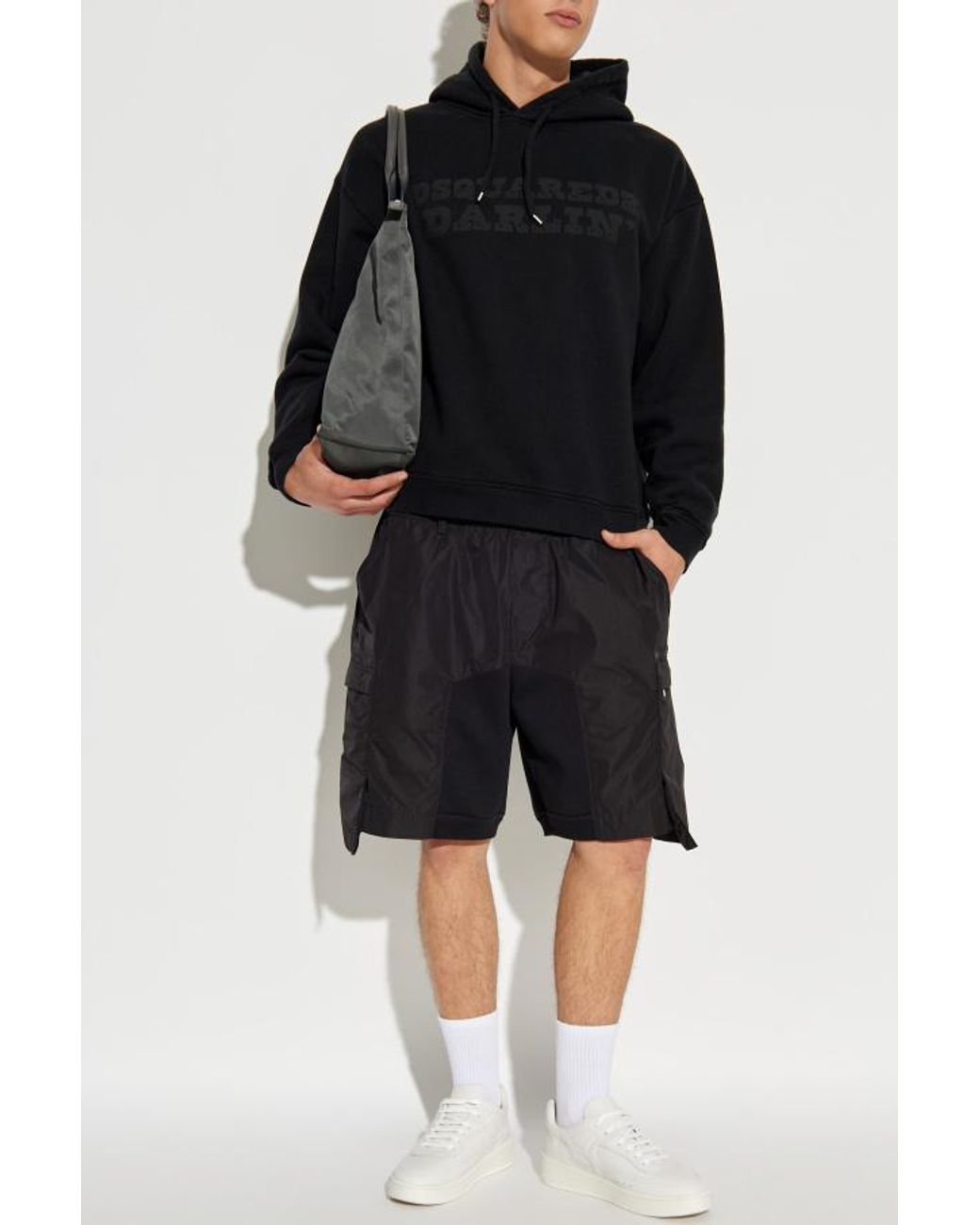 DSquared² Blue Logo Printed Drawstring Hoodie for men