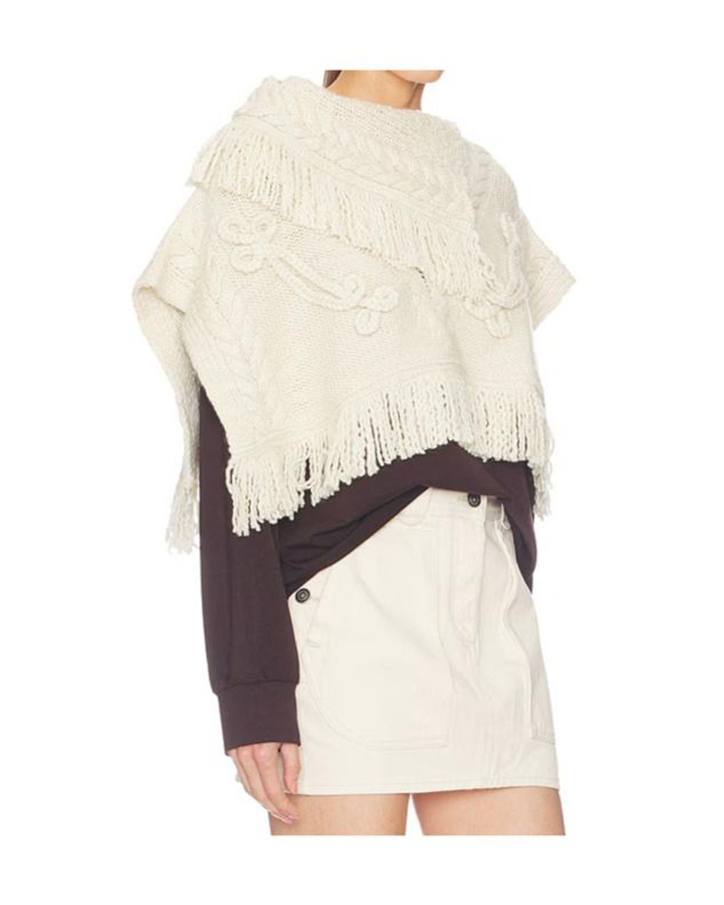 Isabel Marant Natural Isabel Marant Étoile Kacie Fringed Knit Cape