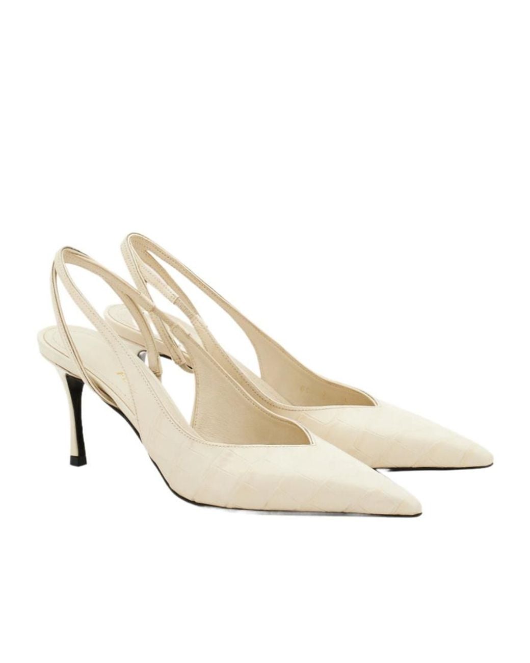 Ferragamo White Mid Heel Slingback
