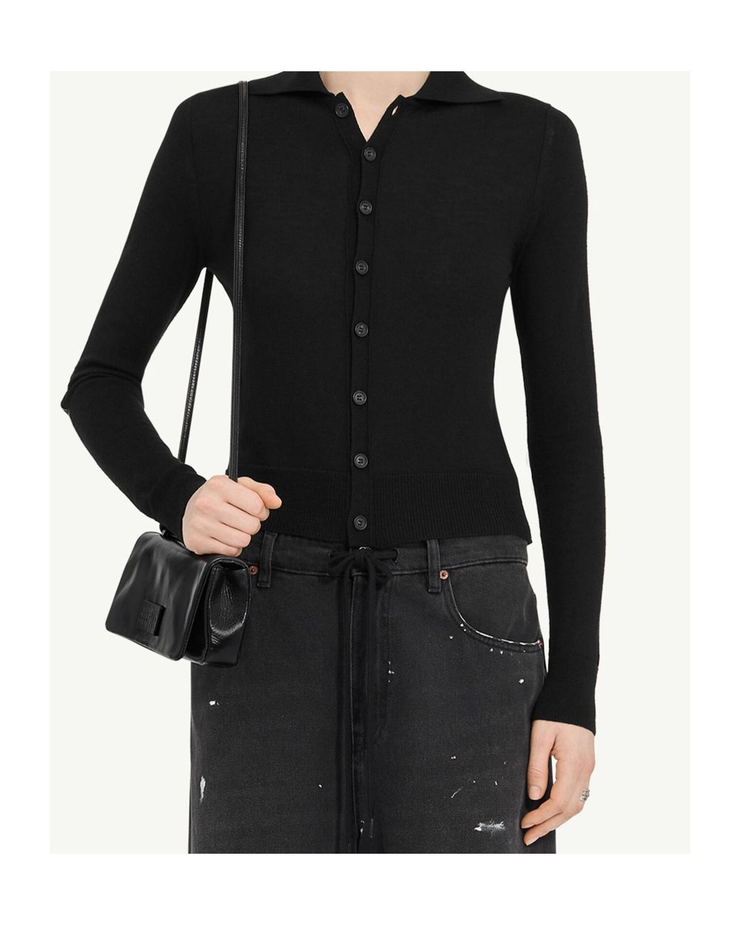 MM6 by Maison Margiela Black Knitted Buttoned Cardigan