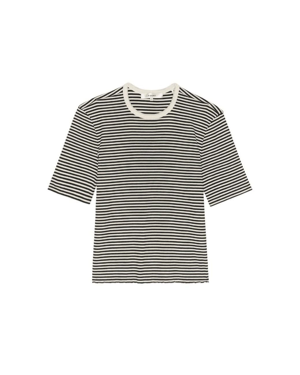 FRAME Gray Fine Rib Crewneck T-Shirt