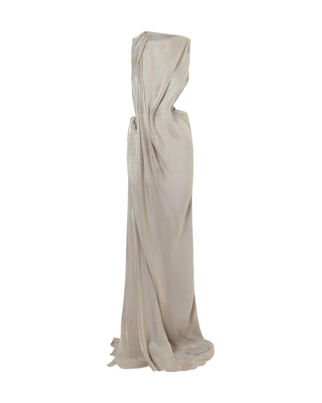 Maticevski White Glow Up Draped Metallic-Satin Gown