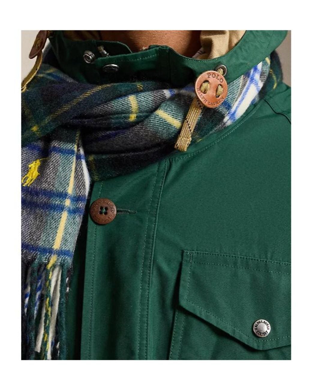 Polo Ralph Lauren Green Hooded Multi-Pocket Coat for men