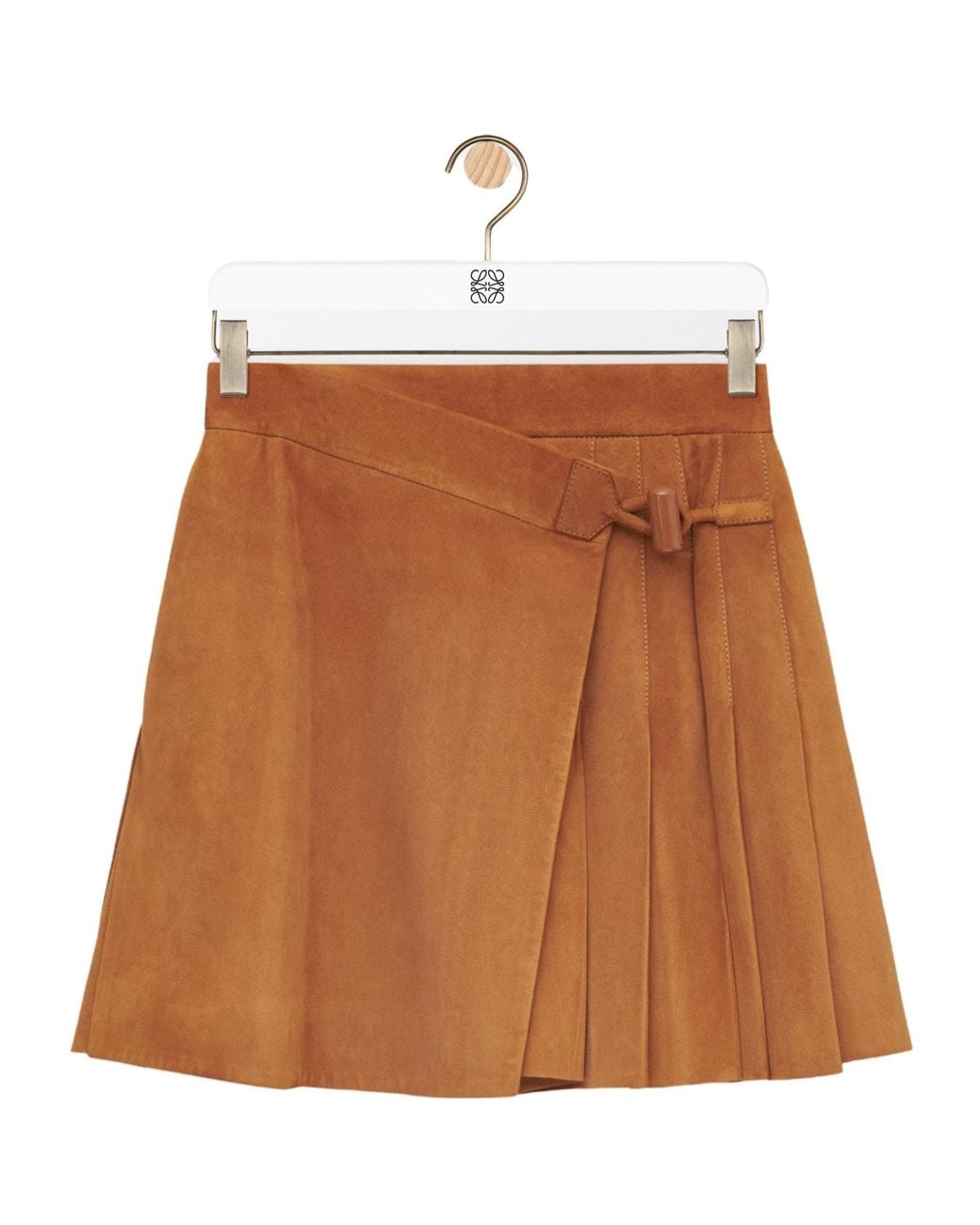 Loewe Brown Buckle Pleated Short Skirt